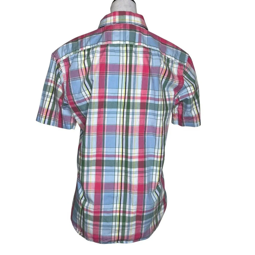 Banana Republic Prepster Plaid Shirt S Pink Blue Green Country Club Core Madras
